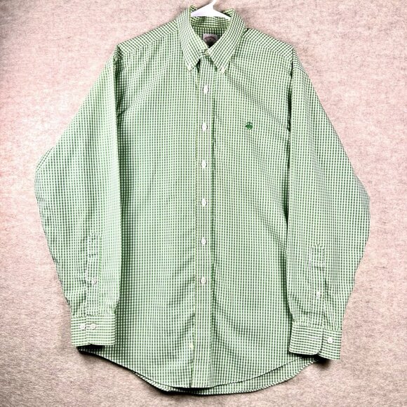 Brooks Brothers 1818 Men’s Button Down Dress Shirt Size Medium Green Logo - Picture 2 of 16